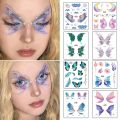 Fairy Butterfly Wings Shiny Tattoo Sticker Waterproof Eyes Face Hand Body Art Fake Tattoos For Women Makeup Dance Music Festival. 