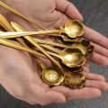 6pcs Stainless Steel Cherry Rose Flower Gold Scoop Coffee Spoon Gifts Kitchen Dessert Tea Accessories Tableware Decoration Set. 