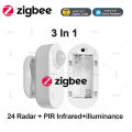 3 In 1 Zigbee Human Presence Sensor 24G MmWave Radar Detector+PIR Motion Detection+illuminance Detection Home Automation For Z2M. 