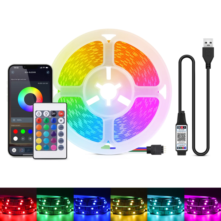 Creative USB 5V LED RGB Strip Light Dimmable APP Control Wireless ...