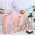 1pcs S/M/L Pu Transparent One Piece Makeup And Toiletries Bag, Large Capacity Pvc Semi Transparent Frosted Portable Storage Bag. 