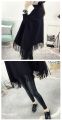 Women Poncho Coat Solid Elegant Pullover Female Jumper Irregular Tassel. 