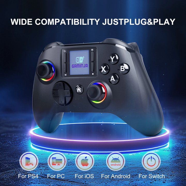 GAMINJA%206162%20%201.44inch%20Smart%20Screen%20Wireless%20Controller%20For%20Switch%20P4%20iOS%20Android%20PC%20TV%20Dual%20Hall%20Joystick%20Calibration%20RGB%20Light%20-%20Image%202