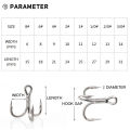 6X Fishing Treble Hook 10Pcs Triple Fishing Hook for Big Game Fishing 8# 6# 4# 2# 1# 1/0 2/0 3/0 Barbed Hooks on Hard Bait.
