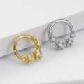 Cubic Zirconia Flower Hinged Segment Nose Ring piercings Stainless Steel Nose Hoop Septum Clicker Earrings Piercing Jewelry.