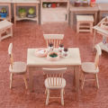 Mini Dining Table Chair Model 1:12 Scale Dollhouse Miniature Wooden Furniture Toy Set for Doll House Accessories. 