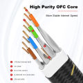 ROVLL CAT7 Ethernet Cable Flat Lan Cable STP Round RJ45 Network Cable Cat 7 Internet Cord 10Gbps Braided Patch Cord.