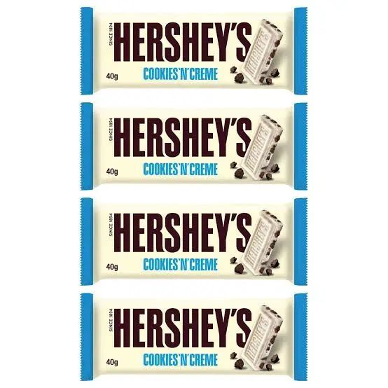 Hershey's Cookies N Creme Chocolate Bar 40g Pack Of 4 Chocko Shocko