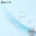 SOMILIA 925 Sterling Silver Hoop Earrings for Women and Man 18ＫGolden Plated Real Money Jewelry 1.2mm Fashion Earrings 10-20MM. 