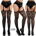 QFast ST02 Stylish Women Lace Fishing Fence Net Leggings Thigh High Long Socks Silk Stockings Lingerie 1 Pair- Black. 
