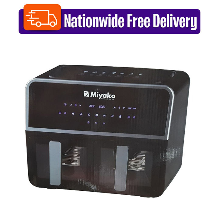 Miyako AF-4590 Double Chamber Digital Touch Panel Air Fryer, 9Liters.