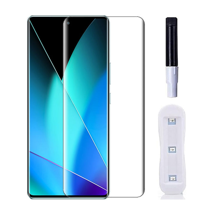 Infinix Zero 40 UV Glass Screen Protector - Full Glue Curved Edge Tempered Glass (with UV Light & Glue)
