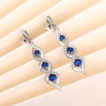Huitan Newly Designed Women's Earrings for Wedding Accessories Fancy Twist Earrings with Blue Cubic Zirconia Temperament Jewelry. 