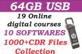 64 GB USB with Online Digital Courses | Softwares | Big Collection of CDR Files | PNG + JPG files | Wallpapers| Sketches for drawing. 