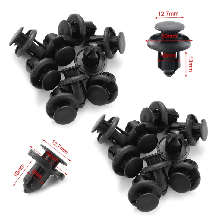 20Pcs Plastic Fastener Engine Cover Panel Retainer Rivets 8mm 10mm Hole Bumper Clips Car Push Pin