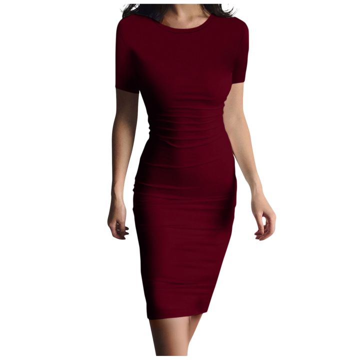 Summer%20Dress%20High%20Stretch%20Tank%20Robe%20Solid%20Short%20Sleeve%20Casual%20Slim%20Long%20Pencil%20Dress%20Women%20%20Maxi%20Dress%20Elegant%20Thin%20Vestido%20-%20Image%204