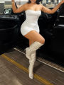 Women Evening Mini Dresses Elegant Bodycon Backless  Night Short Tube Top Dress Cocktail Party Prom Dress. 