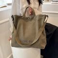 Fashion Large Capacity Arts Students Package Japanese Canvas Women's Simple Cross-body Bag Wash Canvas Thick Handbag. 