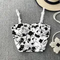 ITOOLIN Women Sweet Elastic Camis Underwear Padded Bra Spaghetti Cute Crop Tops Print Tank Tops For Women Summer 2023. 