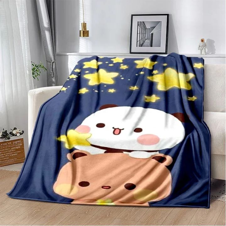 Cartoon%20Print%20Bear%20and%20Pa%20Blanket%20Cute%20Bubu%20%20Dudu%20Series%20%20Kids%20Warm%20Flannel%20Soft%20Comfortable%20Home%20Bed%20-%20Image%204