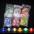 100PCS 3mm 5mm LED Diode F3 F5 Assorted Kit White Green Red Blue Yellow Orange Pink White DIY Light Emitting LED Diode Connector. 
