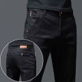 Solid Color Cotton Black Dark Gray Classic Slim Stretch Casual Korean Fashion Youth Male Denim Trousers Jeans Men's Trousers. 