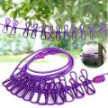 Portable Clothing Clothesline with 12 Clips Retractable Laundry Dryer Clothes Rope Drying Rack Cloth Hanging Line For Outdoor. 