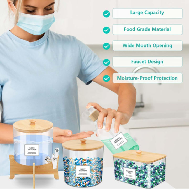 3%20Pack%20Laundry%20Organization%20Storage%20Set%20Liquid%20Laundry%20Detergent%20Dispenser%20with%20Shelf%20&%20Cup,%20Laundry%20Pods%20Dryer%20Sheets%20Container%20-%20Image%202