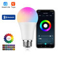 Tuya Smart Bulb E27 Bluetooth Dimmable LED Light Bulb RGBCW 9W 220V Smart Life App Control  For Home Living Room Decoration. 