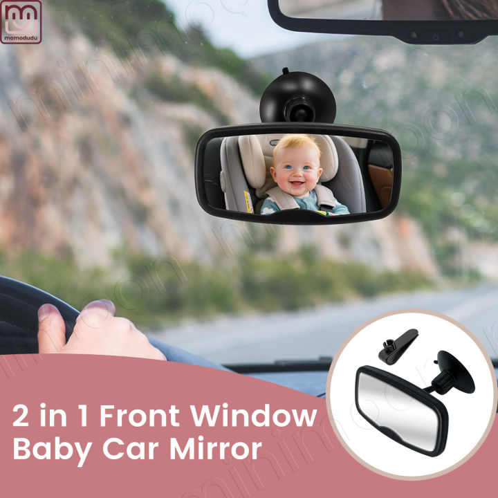 Small 2-in-1 Adjustable Car Mirror, Shatterproof with 360° Rotation & Suction Cups for Easy Install
