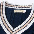 Sweater Vest Men Thicken V-neck Sleeveless Knitted Sweaters Vests Striped Retro Preppy-style Simple Chic Loose Casual All-match.