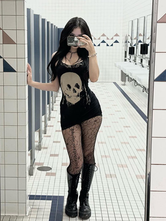 AltGoth%20Cyber%20Punk%20Gothic%20Dress%20Women%20Streetwear%20Harajuku%20Skull%20Printed%20Sleeveless%20High%20Waist%20Bodycon%20Dress%20Grunge%20Rave%20Outfits%20-%20Image%204
