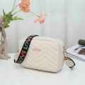 Rilibegan Embroidered Camera Bag PU Material Casual Small Square Bag Versatile Single Shoulder Bag Printed Shoulder Strap. 