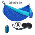 Camping hammock is a portable hammock with tree ties and carry on bags, essential camping equipment. 