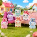 Cute flocked gradient rabbit blind box accessory, trendy toy, blind box, blind bag, keychain, desktop birthday . 
