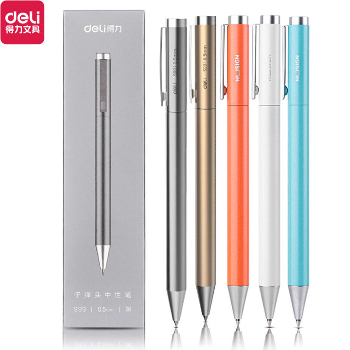 Xiaomi Deli Metal Sign Pen Ballpen Signing Pen 0.5MM Gel PREMEC Smooth Switzerland Refill Black Ink Office School Writing Pen