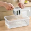 Refrigerator Storage Box 6 Grid Food Vegetable Fruit Storage Box Fridge Organizer Drain Basket Meat Onion Ginger Clear Crisper. 