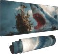 Fish-Themed Extended Gaming Mouse Pad – XL Large Desk Mat with Stitched Edges for Gamers and Home Office. 