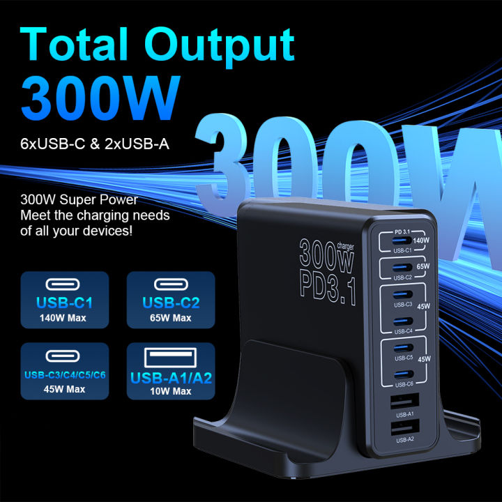 Ubigbuy%20300W%20USB%20C%20Fast%20Charger%20Multi%20Port%20GaN%20140W%20PD%203.1%20Charging%20Station%20PPS%20100W%2045W%20for%20MacBook%20Pro%20M2%20iPhone%2015%2014%20Galaxy%20-%20Image%202