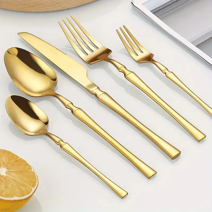 12/24/36pcs%20Stainless%20Steel%20Tableware%20Set,%20Including%20Knife%20and%20Fork,%20Luxurious%20Gold%20Waist,%20Suitable%20for%20Holiday%20Restaurants.%20-%20Image%203