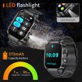LIGE Smart Watch For Android iOS Men IP68 Waterproof Outdoor Sport Tracker LED Flashlight Bluetooth Call Man Smartwatch.