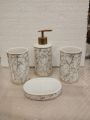 4 Pcs - Ceramic Bathroom Accessories Set with Soap Holder, Toothbrush Holder, Soap Dish- White Black Color. 