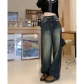 Women's Harajuku Style Loose Wide Leg Jeans Autumn Winter Street Fashion Retro Straight Loose Denim Trousers ﻿. 