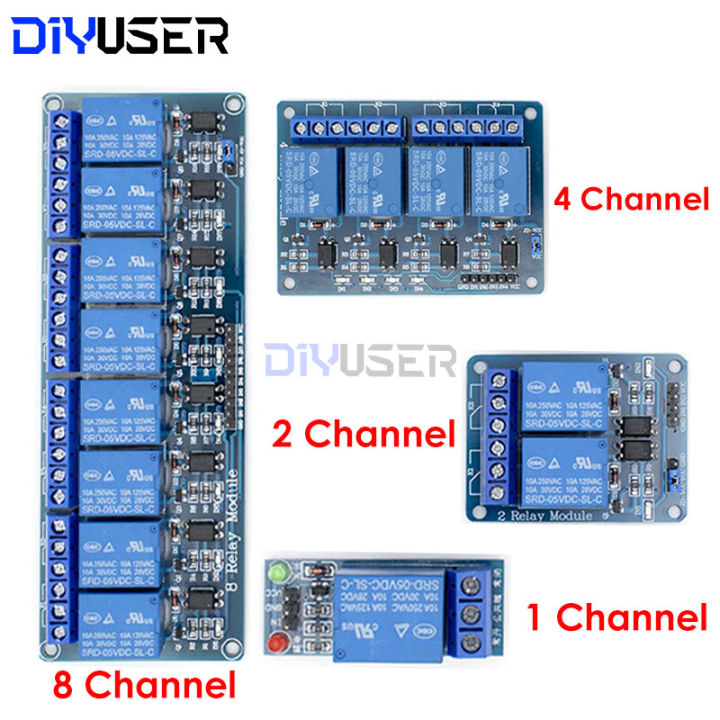 DIYUSER 5V 1 2 4 8 Channel Relay Module With Optocoupler. Relay Output 1 2 4 8 Way Relay Module  In Stock  For ARDUINO