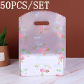50pcsThanks Bag with Handle,Boutique Packaging Bag Souvenir Bag Plastic Floral Tote Bag,Birthday Party Wedding SouvenirBag.