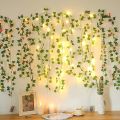 1/4/8PCS 2M Climbing Rattan Light String Willow Leaf USB Outdoor Copper Wire Rattann  Wedding Party Decorative LED String Light. 