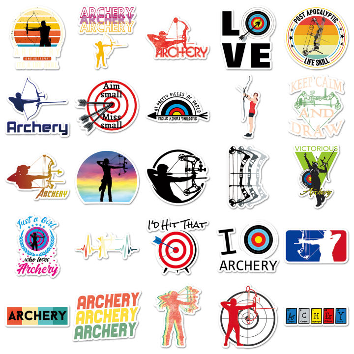 50%20Pcs%20Archery%20Sports%20Waterproof%20Stickers%20Graffiti%20Decorative%20for%20Archery%20Lovers%20Skateboard%20Stationery%20Laptop%20Trendy%20Decals%20-%20Image%205