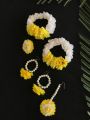gajray/kangan/bangles/teeka/earsring/ring/bindiya/artificial fake flowers jewellery set yellow & white.. 