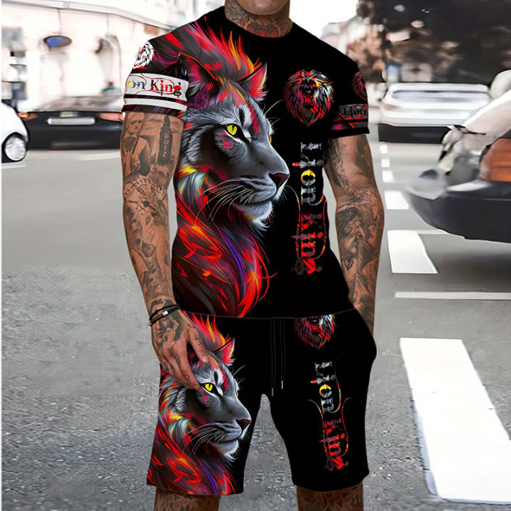 Tiger%203D%20Print%20Sport%20Moisture-wicking%20Breathable%20Men%20Round-neck%20T-shirt%20Shorts%20Outdoor%20Fitness%20Running%20Casual%20Street%20Fashion%20Set%20-%20Image%207