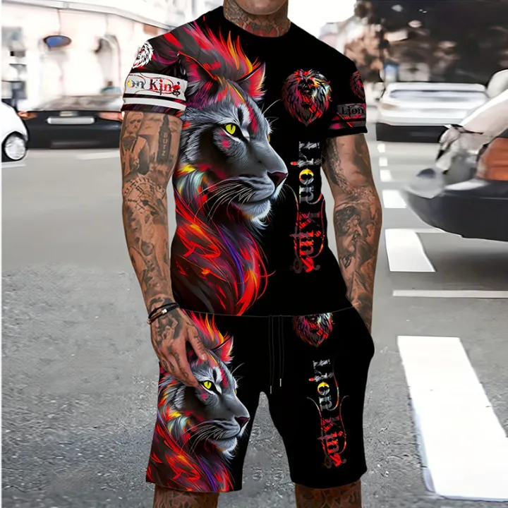 Tiger%203D%20Print%20Sport%20Moisture-wicking%20Breathable%20Men%20Round-neck%20T-shirt%20Shorts%20Outdoor%20Fitness%20Running%20Casual%20Street%20Fashion%20Set%20-%20Image%207